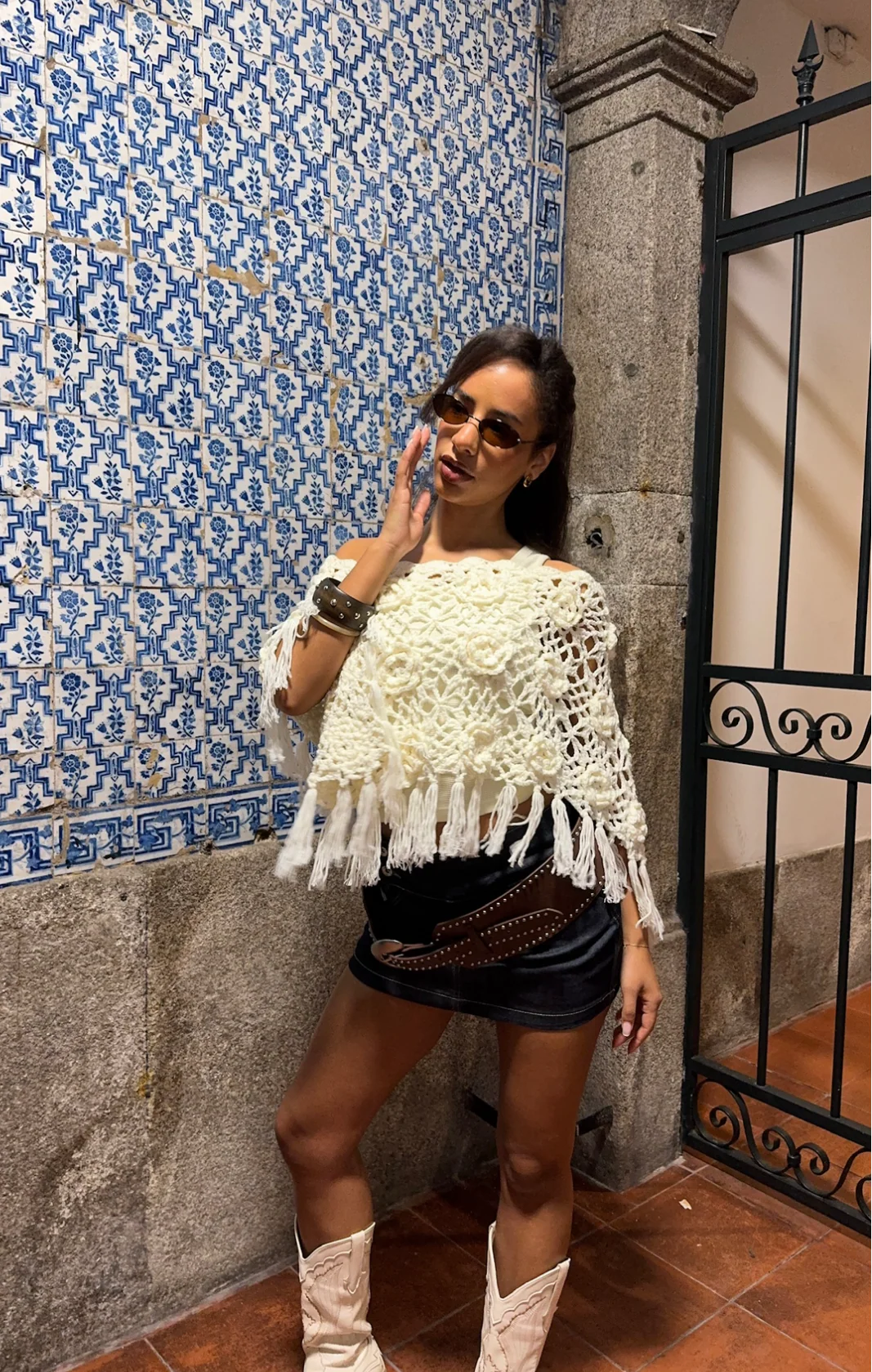 Cream Rosette Poncho - Image 3