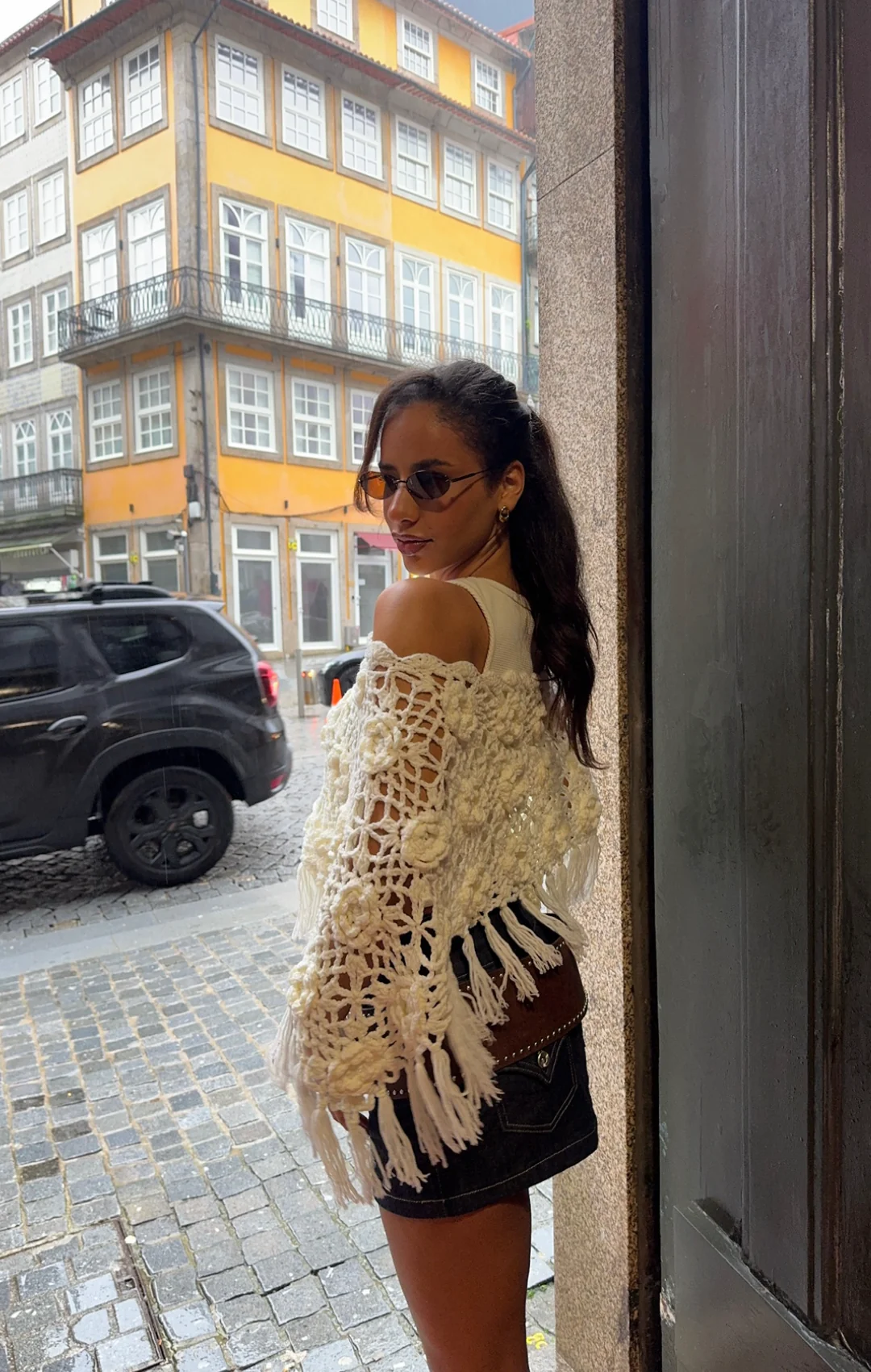 Cream Rosette Poncho - Image 5