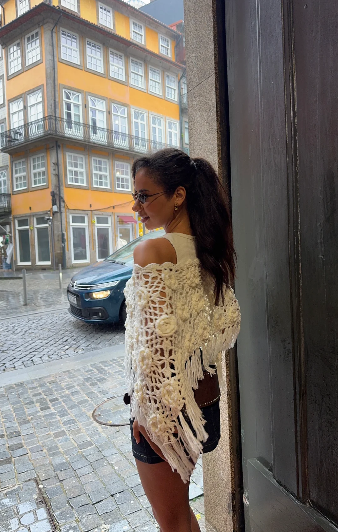 Cream Rosette Poncho - Image 7