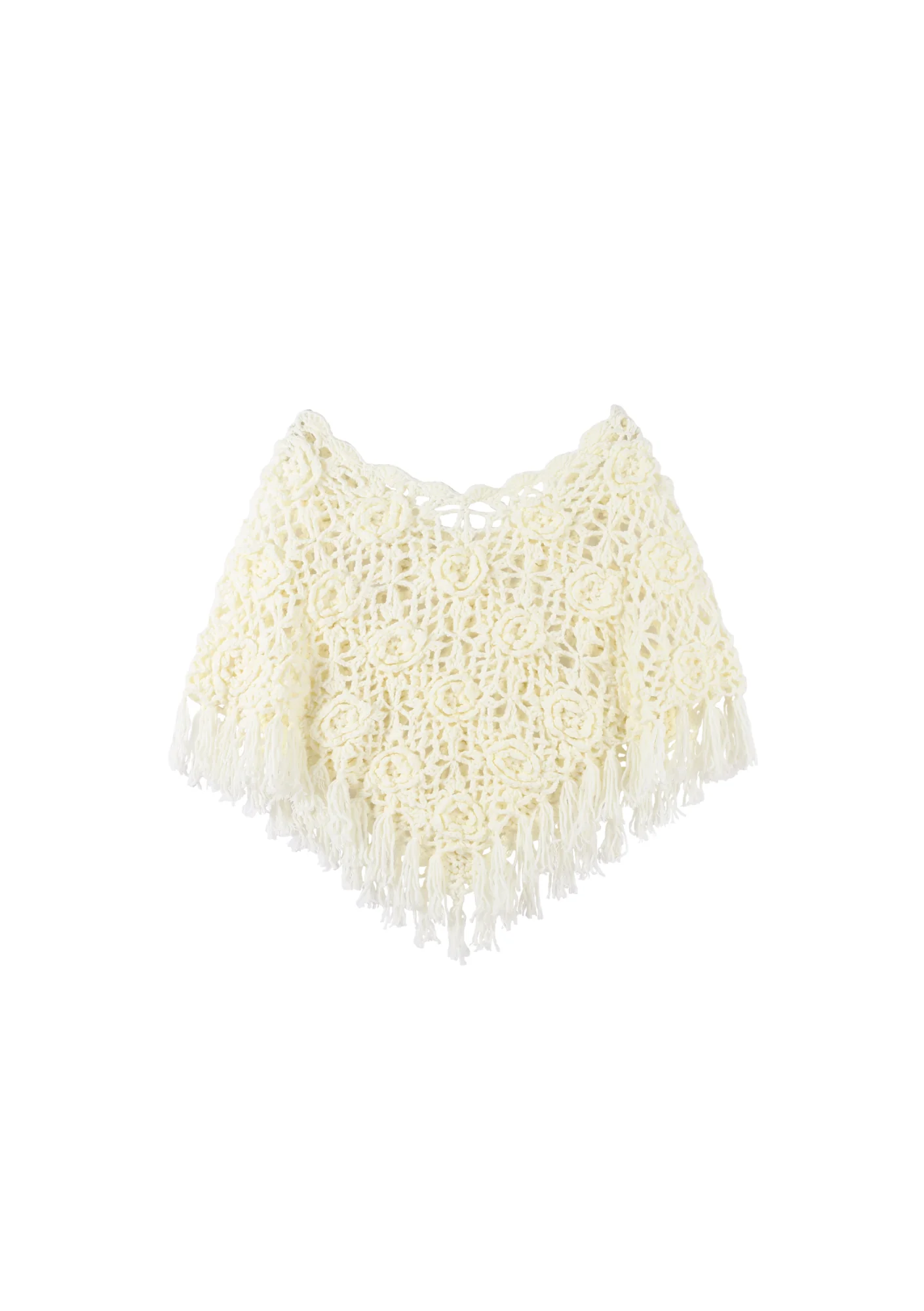 Cream Rosette Poncho - Image 8
