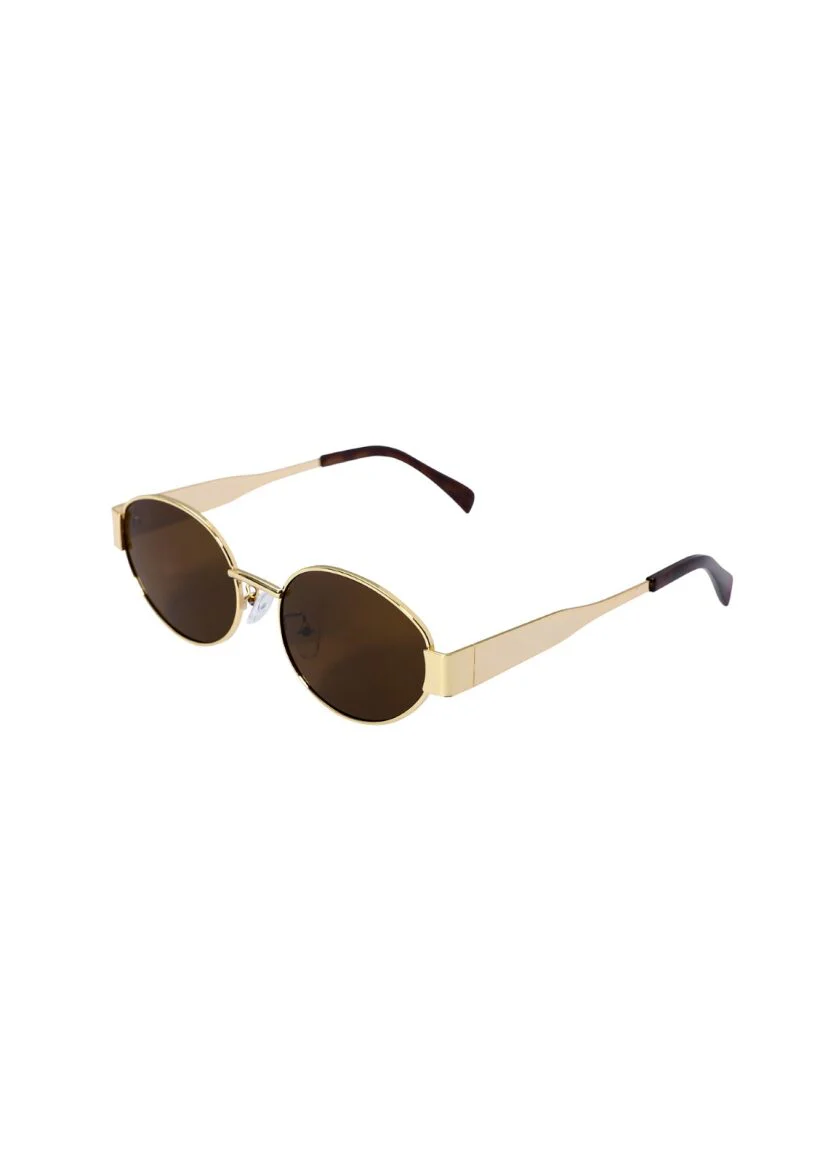 Gold Frame Oval Sunglasses - Image 3
