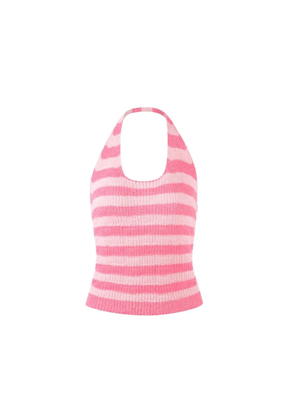 Pink Striped Halter Top - Image 2