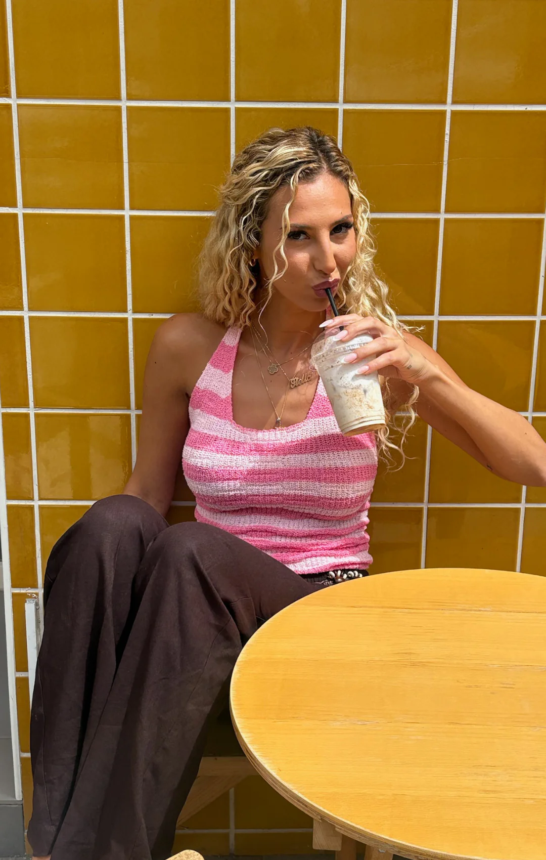 Pink Striped Halter Top - Image 4