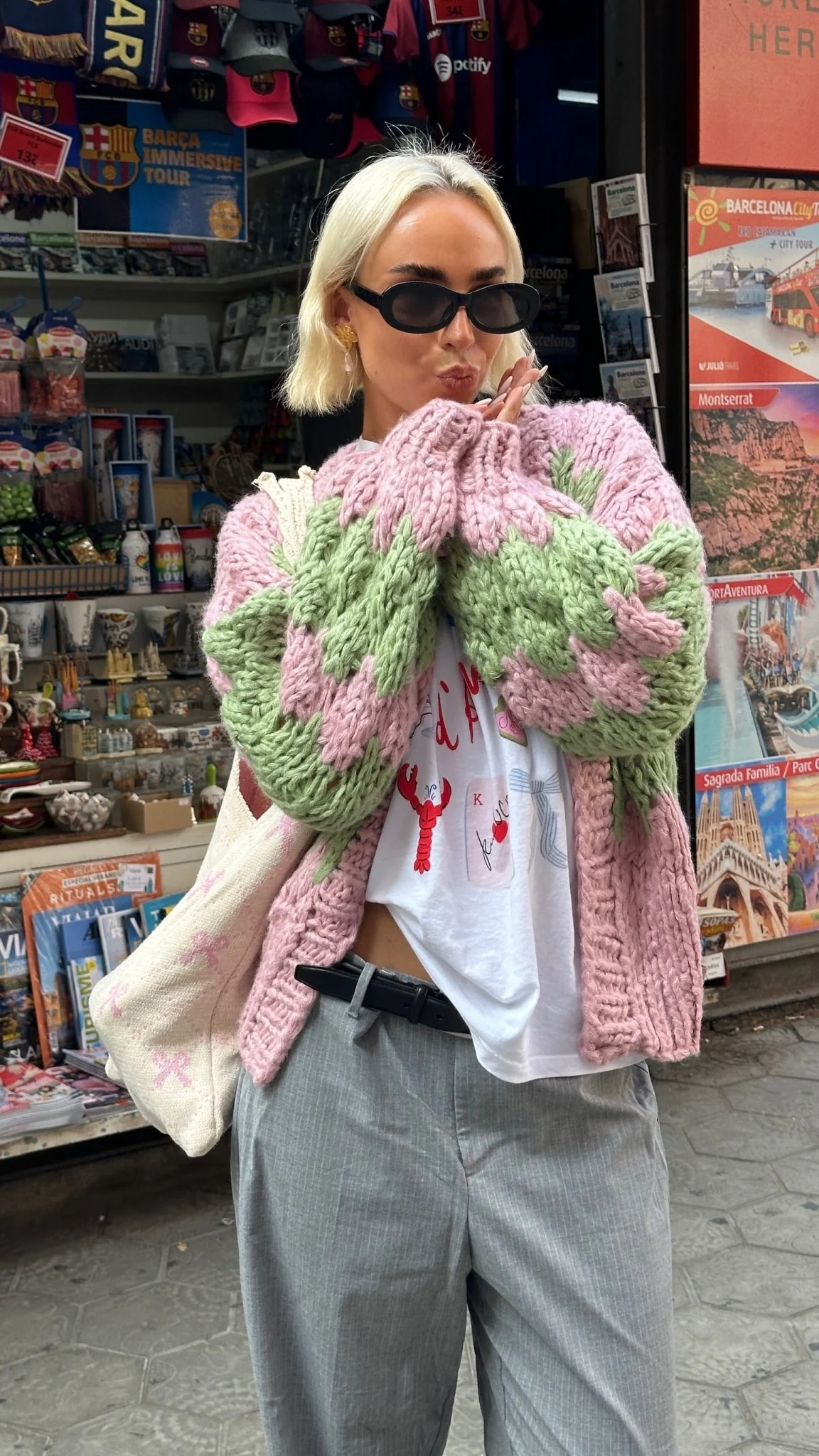 Strawberry Matcha Hugs & Kisses Cardigan - Image 3